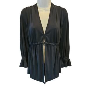 Cinq a cept black open front ruched waist hook top long sleeve Career Casual XS